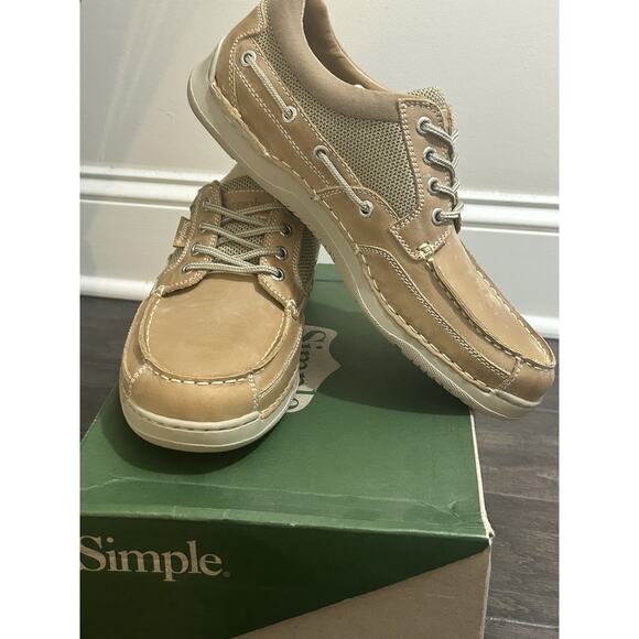 SIMPLE Men's FATHOM Tan Leather/Canvas Boat Shoes 10 M NIB - Picture 13 of 16